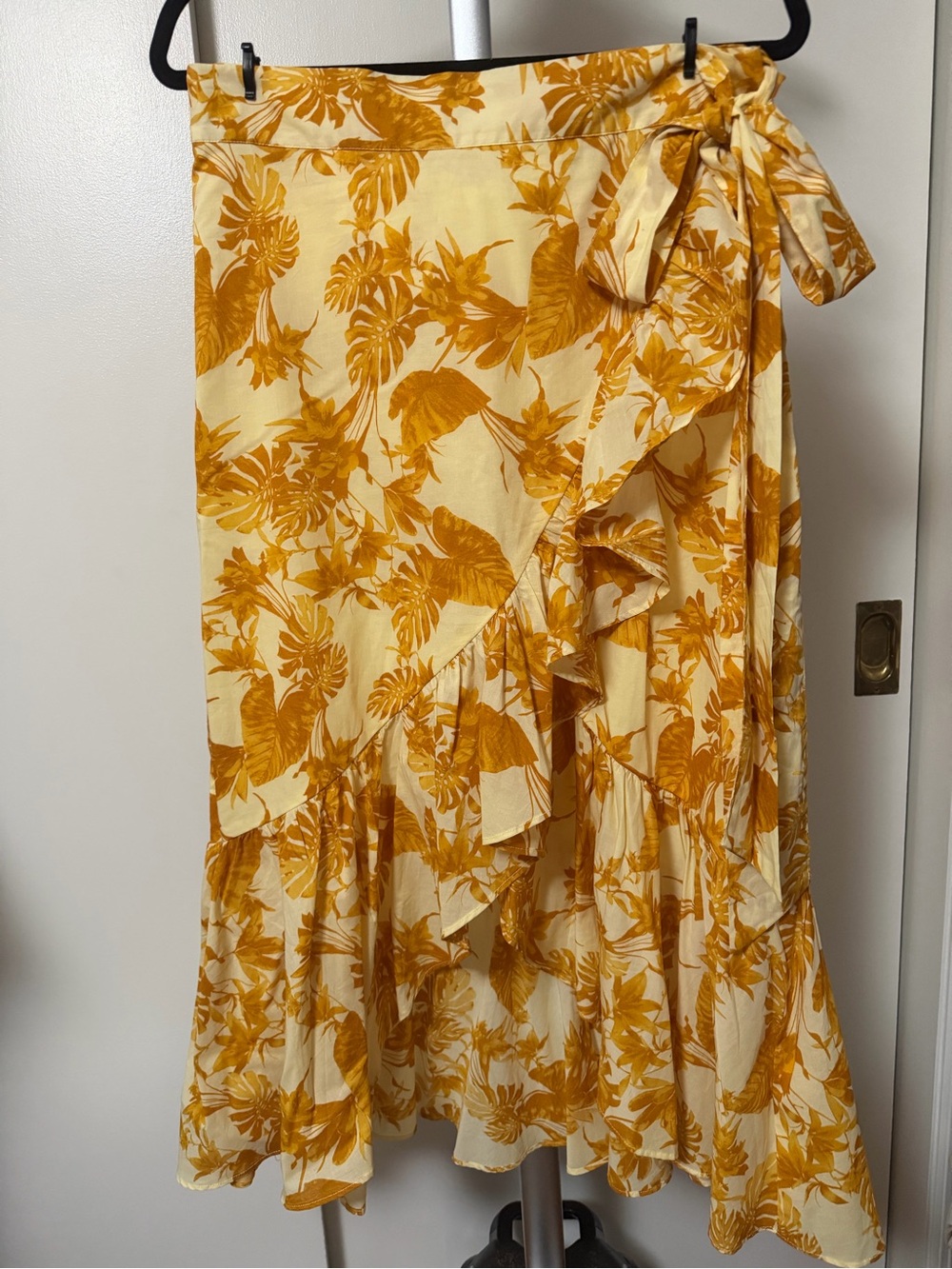 Banana Republic Yellow Floral Wrap Skirt